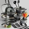 18-Piece Nonstick Cookware Set; Steel Gray