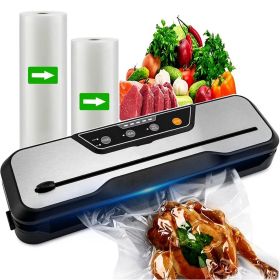 Food Vacuum Sealer with 2 Rolls Food Vacuum Sealer Bags; Food Storage Dry and Wet Food Modes; LED Indicator Lights; Easy to Clean; Compact Design