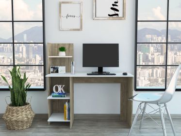 Vilna 120 Writing Desk ; Four Shelves -Light Oak / White