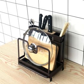 Kitchen Multifunctional Storage Rack with Drip Tray Cutting Board frame Tableware Cutlery Rack Flatware Caddy Pot Cover Lid Frame KJZWJ015HEI YF