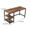 Industrial 55 Inch Wood and Metal Desk with 2 Shelves; Black and Brown