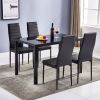 Simple Assembled Tempered Glass & Iron Dinner Table Black