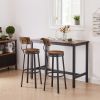 Swivel bar stool set of 2 with backrest; industrial style; metal frame; 29.5'' high.(Rustic Brown; 13.4''w x 40.5''h)