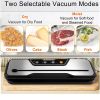 Food Vacuum Sealer with 2 Rolls Food Vacuum Sealer Bags; Food Storage Dry and Wet Food Modes; LED Indicator Lights; Easy to Clean; Compact Design