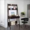 Contemporary Style Ladder Home Office Desk With 3 Open Shelves and 1 Drawer; Brown