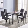 Simple Assembled Tempered Glass & Iron Dinner Table Black