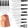 Knife Block Set with Knives;  15 Piece Kitchen Knife Sets with Wood Block;  Professional Chef Knives High-Carbon Stainless Steel; Cutlery Set with Kni