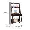 Contemporary Style Ladder Home Office Desk With 3 Open Shelves and 1 Drawer; Brown