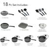 18-Piece Nonstick Cookware Set; Steel Gray