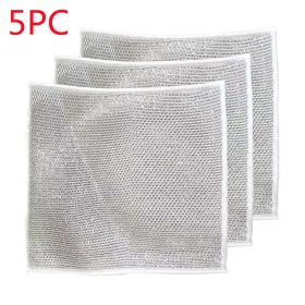 Steel Wire Dishcloth Daily Cleaning Cloth Mesh (Option: 5Piece 20x20cm-Three Layers)