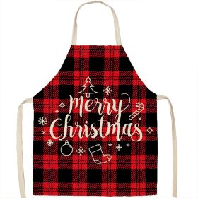 Christmas Apron Linen Oil-proof Anti-fouling Gingham Check Ginger Cake Household Bib Halter (Option: 8style-38x47cm)