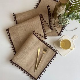 Table Decoration Jute Table Flag (Color: Coffee)