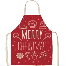 Christmas Apron Linen Oil-proof Anti-fouling Gingham Check Ginger Cake Household Bib Halter (Option: 18style-38x47cm)