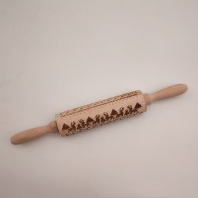 Christmas Reindeer Snowflake Pine Print Wooden Rolling Pin (Option: Reindeer-Small Size)