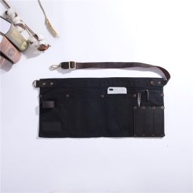 Baked Denim Canvas Leather Short Apron (Option: Model A canvas black)