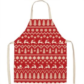 Christmas Apron Linen Oil-proof Anti-fouling Gingham Check Ginger Cake Household Bib Halter (Option: 6style-38x47cm)