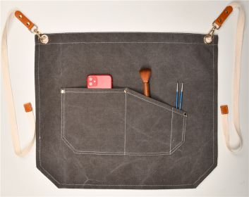 Baked Denim Canvas Leather Short Apron (Option: L Dark Gray)