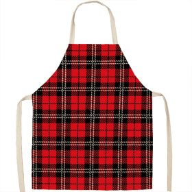 Christmas Apron Linen Oil-proof Anti-fouling Gingham Check Ginger Cake Household Bib Halter (Option: 5style-38x47cm)