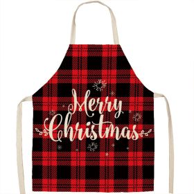 Christmas Apron Linen Oil-proof Anti-fouling Gingham Check Ginger Cake Household Bib Halter (Option: 9style-38x47cm)