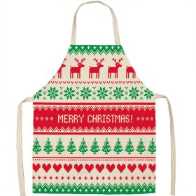 Christmas Apron Linen Oil-proof Anti-fouling Gingham Check Ginger Cake Household Bib Halter (Option: 12style-38x47cm)