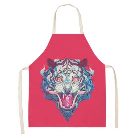 Simple Cartoon Tiger Cotton And Linen Apron Home (Option: WQ00834-47x38cm)