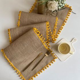 Table Decoration Jute Table Flag (Color: Yellow)