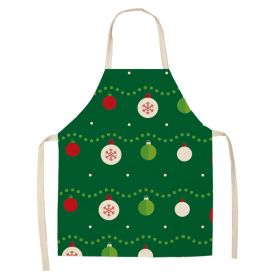 Cartoon Christmas Elk Santa Claus Printed Linen Sleeveless Apron (Option: W 20002-47x38cm)