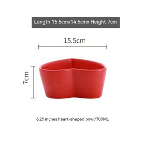 Nordic Heart-shaped Bowl, Heart Shaped Bowl, Irregular Bowl, Salad Bowl (Option: Chinese Red-6 inches)