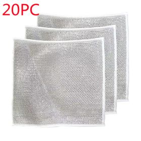 Steel Wire Dishcloth Daily Cleaning Cloth Mesh (Option: 20Piece 20x20cm-Three Layers)