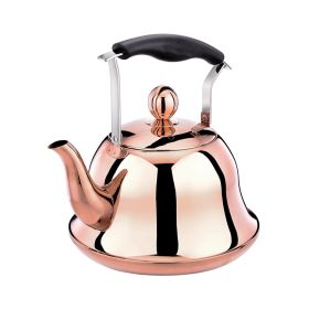 2L Whistling Kettle For Gas Stove Induction Cooker Stainless Steel Whistling Kettle Tea Kettle Water Bottle Coffee Tea Pot (Color: Rose Gold)