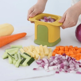 1pc Diced Onion; French Fries; Carrot And Ham; Cucumber And Potato Cutter; 5.91''âˆšÃ³3.94''âˆšÃ³3.35'' (Color: Yellow)