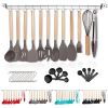 Silicone Kitchen Utensils Set 38 Pieces; Non-Stick Cooking Utensils Set with Muti-Use Hooks and Utensil Racks