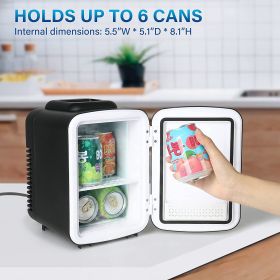 Simple Deluxe Mini Fridge; 4L/6 Can Portable Cooler & Warmer Freon-Free Small Refrigerator Provide Compact Storage for Skincare; Beverage; Food; Cosme (Color: as Pic)