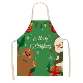 Cartoon Christmas Elk Santa Claus Printed Linen Sleeveless Apron (Option: W 20012-47x38cm)