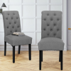 KBest Dining Chairs Set of 2 - Kitchen Dining Living Room Side Chairs Modern Upholstered Button Tufted Fabric Desk Chairs Stylish Kitchen Side Chairs