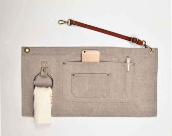 Baked Denim Canvas Leather Short Apron (Option: B towel light grey)