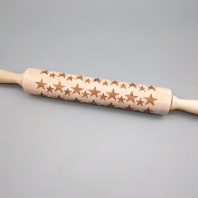 Christmas Reindeer Snowflake Pine Print Wooden Rolling Pin (Option: Five Pointed Star-Small Size)