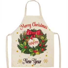 Christmas Apron Linen Oil-proof Anti-fouling Gingham Check Ginger Cake Household Bib Halter (Option: 1style-45x56cm)