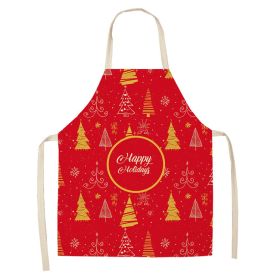 Cartoon Christmas Elk Santa Claus Printed Linen Sleeveless Apron (Option: W 20010-68x55cm)