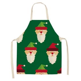 Cartoon Christmas Elk Santa Claus Printed Linen Sleeveless Apron (Option: W 20003-68x55cm)