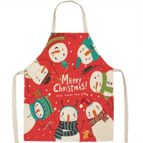 Christmas Apron Linen Oil-proof Anti-fouling Gingham Check Ginger Cake Household Bib Halter (Option: 7style-45x56cm)