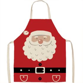 Christmas Apron Linen Oil-proof Anti-fouling Gingham Check Ginger Cake Household Bib Halter (Option: 21style-45x56cm)