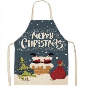 Christmas Apron Linen Oil-proof Anti-fouling Gingham Check Ginger Cake Household Bib Halter (Option: 22style-65x53cm)