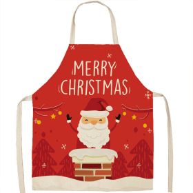 Christmas Apron Linen Oil-proof Anti-fouling Gingham Check Ginger Cake Household Bib Halter (Option: 19style-65x53cm)