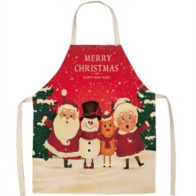 Christmas Apron Linen Oil-proof Anti-fouling Gingham Check Ginger Cake Household Bib Halter (Option: 3style-65x53cm)