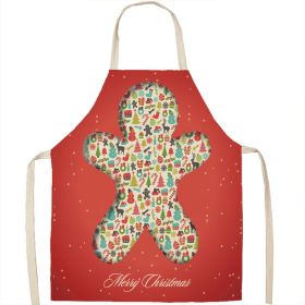 Christmas Apron Linen Oil-proof Anti-fouling Gingham Check Ginger Cake Household Bib Halter (Option: 15style-55x68cm)