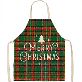 Christmas Apron Linen Oil-proof Anti-fouling Gingham Check Ginger Cake Household Bib Halter (Option: 4style-65x53cm)